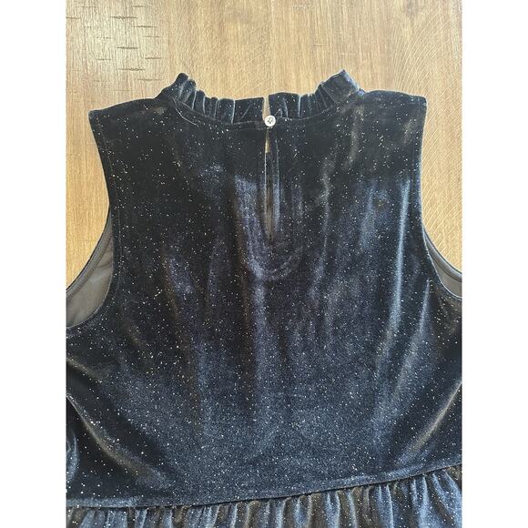 NWT J. Crew Black Velvet Sparkles Tiered Midi Dress Ruffles Women’s Size 6 NEW - Picture 8 of 15